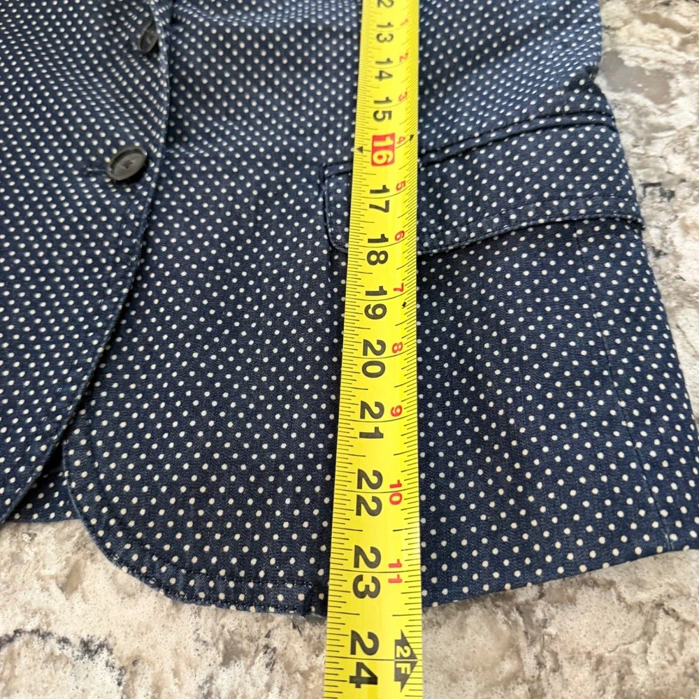 J. Crew Women's Schoolboy Blazer Blue White Polkadot Preppy Academia Cotton SZ 6